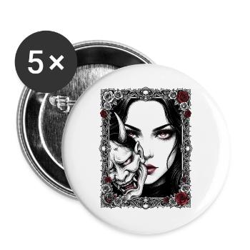 Gothic Mask Portrait - Buttons large 2.2''/56 mm (5-pack) - white - Front