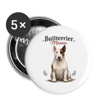 Bull Terrier Mom – Gift for Proud Dog Moms - Buttons large 2.2''/56 mm (5-pack) - white - Front