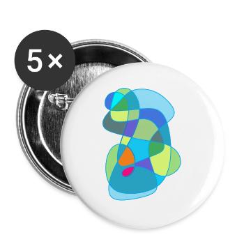 Akzentuiertes Farb-Formen Design - Buttons groß 56 mm (5er Pack) - Weiß - Vorne