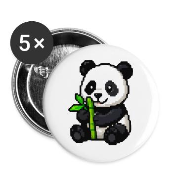 Pixel Panda with Bamboo - Buttons large 2.2''/56 mm (5-pack) - white - Front