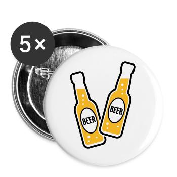 2 Toasting Beer Bottles (Beery / POS 2C) - Buttons large 2.2''/56 mm (5-pack) - white - Front