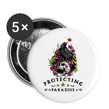 Floral Skull Inferno - Buttons large 2.2''/56 mm (5-pack) - white - Front