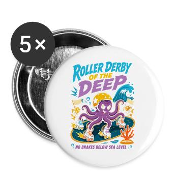 Roller Derby of the Deep Sea - Buttons large 2.2''/56 mm (5-pack) - white - Front