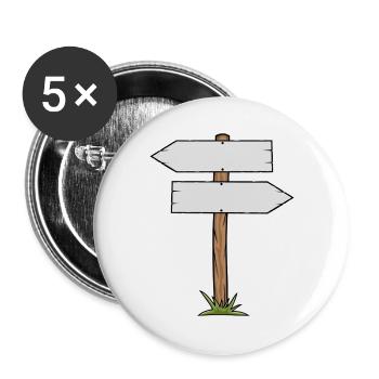 Wooden Sign Cartoon - Buttons large 2.2''/56 mm (5-pack) - white - Front