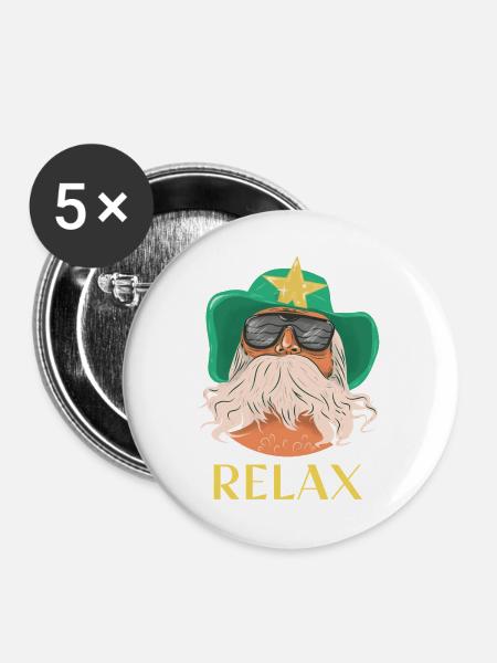 BEARDED RELAX WESTERN STAR - Buttons groß 56 mm (5er Pack) - Weiß