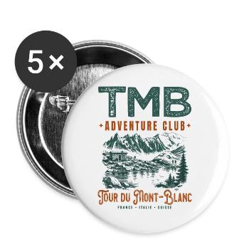 TMB Adventure Club Tour du Mont-Blanc Randonnée - Lot de 5 grands badges (56 mm) - blanc - Devant