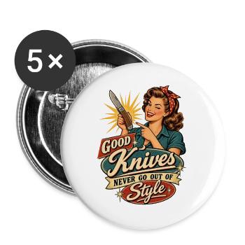 Style rétro Pin-up Knife - Lot de 5 grands badges (56 mm) - blanc - Devant