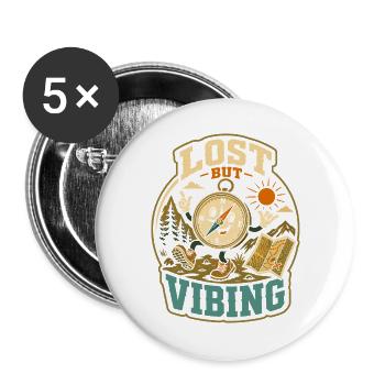 Lost But Vibing Wander Humor - Buttons large 2.2''/56 mm (5-pack) - white - Front