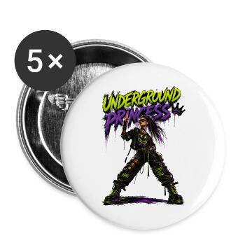 Underground Princess Neon Punk - Buttons large 2.2''/56 mm (5-pack) - white - Front