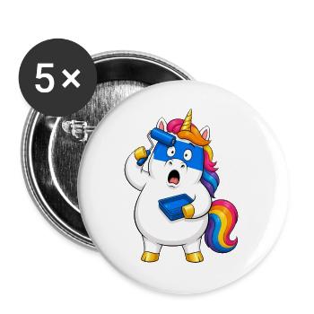 Échec maladroit du rouleau à peinture licorne - Lot de 5 grands badges (56 mm) - blanc - Devant