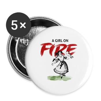 Fille en feu – Paulinchen - Lot de 5 grands badges (56 mm) - blanc - Devant