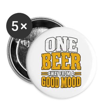 Bière, cadeau, bière, amateur, houblon, verre à bière, - Lot de 5 grands badges (56 mm) - blanc - Devant