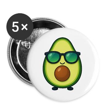 Lunettes de soleil d’été aux légumes à l’avocat Kawaii - Lot de 5 grands badges (56 mm) - blanc - Devant