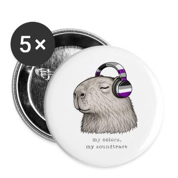 My colors my soundtrack - Capybara asexual colors - Buttons groß 56 mm (5er Pack) - Weiß - Vorne