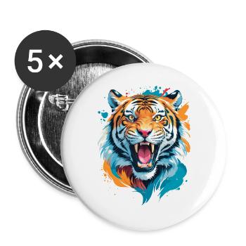 Tiger - Buttons groß 56 mm (5er Pack) - Weiß - Vorne