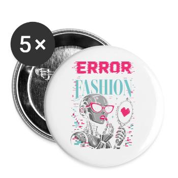 Error Fashion – Futuristischer Roboter-Style - Buttons groß 56 mm (5er Pack) - Weiß - Vorne
