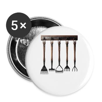 Leiter vom Rechenzentrum Gartenoutfit Gartenarbeit - Buttons groß 56 mm (5er Pack) - Weiß - Vorne