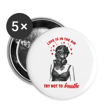 Liebe in der Luft - Buttons groß 56 mm (5er Pack) - Weiß - Vorne