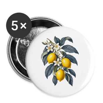 Zitrone - Buttons groß 56 mm (5er Pack) - Weiß - Vorne