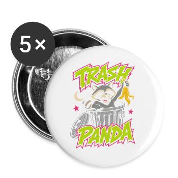 Trash Panda – Frecher Waschbär im Mülleimer - Buttons groß 56 mm (5er Pack) - Weiß - Vorne