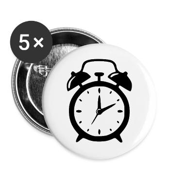 Retro Wecker Geschenk  - Buttons groß 56 mm (5er Pack) - Weiß - Vorne