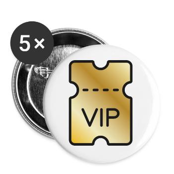 VIP-Gold-Ticket - Buttons groß 56 mm (5er Pack) - Weiß - Vorne