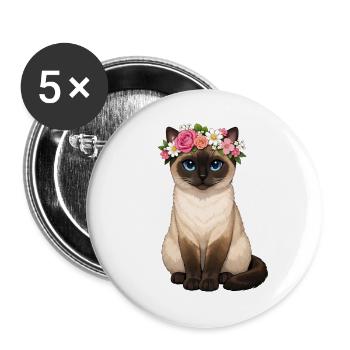 Siamkatze - Buttons groß 56 mm (5er Pack) - Weiß - Vorne