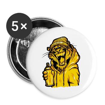 Tiger Graffiti Humor - Buttons groß 56 mm (5er Pack) - Weiß - Vorne