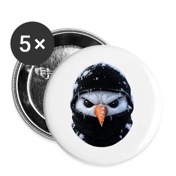 Böser Schneemann mit Sturmhaube - Buttons groß 56 mm (5er Pack) - Weiß - Vorne