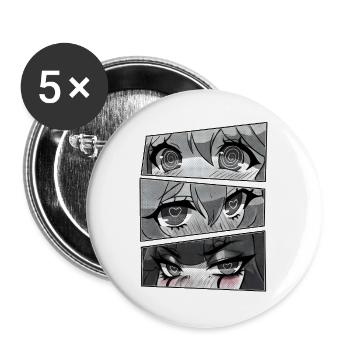 Herzaugen Manga Panels - Buttons groß 56 mm (5er Pack) - Weiß - Vorne