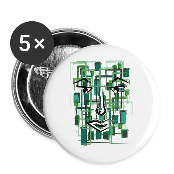 Abstraktes Gesicht Geometrisches Linien-Design - Buttons groß 56 mm (5er Pack) - Weiß - Vorne