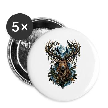 Mondlicht Hirsch - Buttons groß 56 mm (5er Pack) - Weiß - Vorne