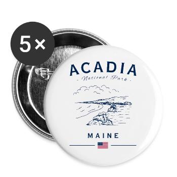 Acadia Nationalpark Maine Coastline Illustration - Buttons groß 56 mm (5er Pack) - Weiß - Vorne