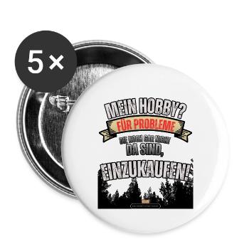 Für Probleme einkaufen - Buttons groß 56 mm (5er Pack) - Weiß - Vorne