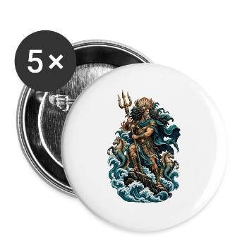 Meeresgott Poseidon - Buttons groß 56 mm (5er Pack) - Weiß - Vorne