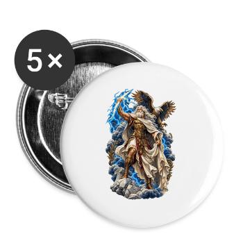 Göttlicher Sturmgott Zeus - Buttons groß 56 mm (5er Pack) - Weiß - Vorne