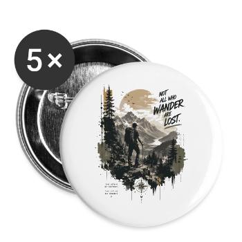 Wanderlust - Buttons groß 56 mm (5er Pack) - Weiß - Vorne