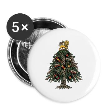 Roots Dub Reggae Christmas Tree - Buttons groß 56 mm (5er Pack) - Weiß - Vorne