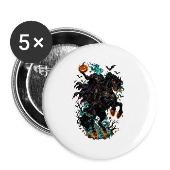 Kürbisgeist-Reiter im Feuerschimmer - Buttons groß 56 mm (5er Pack) - Weiß - Vorne
