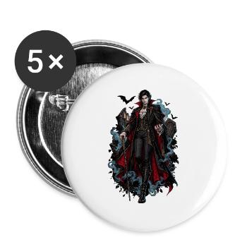 Adliger Vampir im Barockcape - Buttons groß 56 mm (5er Pack) - Weiß - Vorne