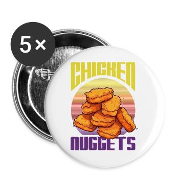 Retro Chicken Nuggets Fast Food Fan Motiv - Buttons groß 56 mm (5er Pack) - Weiß - Vorne