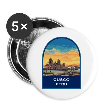 Reiseabzeichen der Kathedrale Cusco Peru Plaza de Armas - Buttons groß 56 mm (5er Pack) - Weiß - Vorne