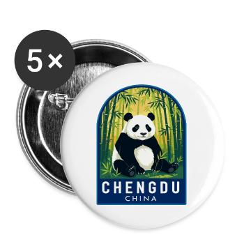 Chengdu China-Riesenpanda-Bambuswaldabzeichen - Buttons groß 56 mm (5er Pack) - Weiß - Vorne