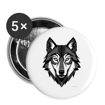 Silberwolf. - Buttons groß 56 mm (5er Pack) - Weiß - Vorne
