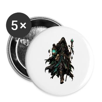 Nachtmagier mit Leuchtlantern - Buttons groß 56 mm (5er Pack) - Weiß - Vorne