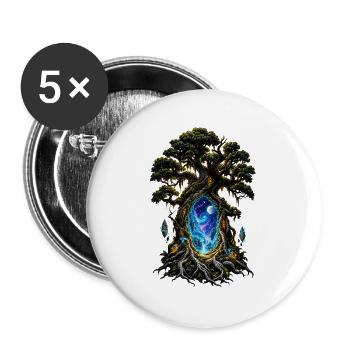 Weltenbaum Portal Nacht - Buttons groß 56 mm (5er Pack) - Weiß - Vorne