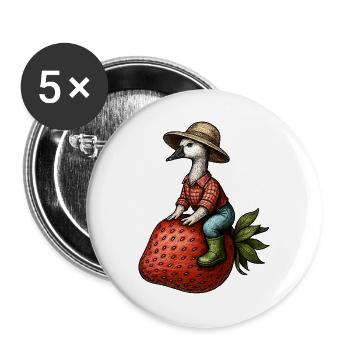 Enten Geschenk Erdbeere Cottagecore Tierliebhaber - Buttons groß 56 mm (5er Pack) - Weiß - Vorne