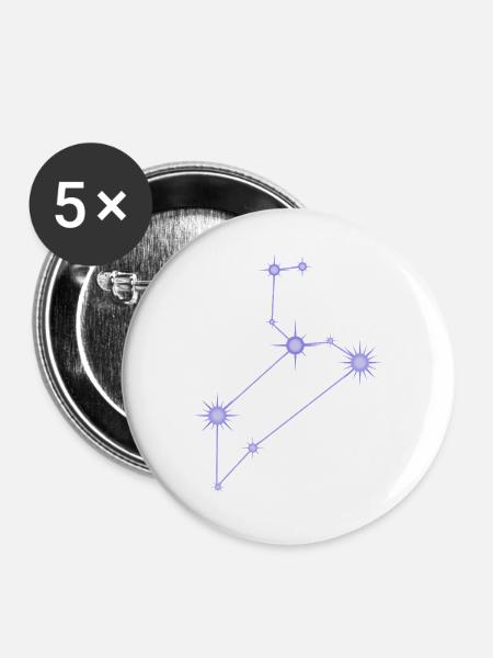 Löwestern Sternbild Tierkreiszeichen Lila - Buttons groß 56 mm (5er Pack) - Weiß
