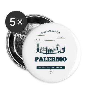 Palermo Kathedrale Vintage-Reiseabzeichen - Buttons groß 56 mm (5er Pack) - Weiß - Vorne
