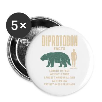 Diprotodon Fakten Eiszeit Größenvergleich Tafel - Buttons groß 56 mm (5er Pack) - Weiß - Vorne